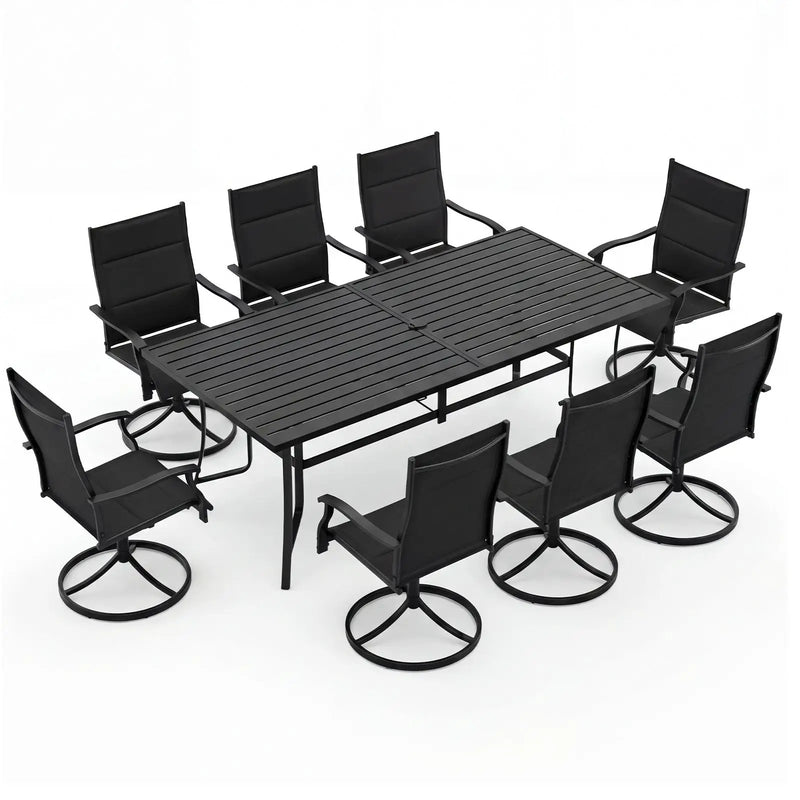 9-Piece Outdoor Dining Set for 8 with Umbrella Hole and 8 Chairs by DirectDeals