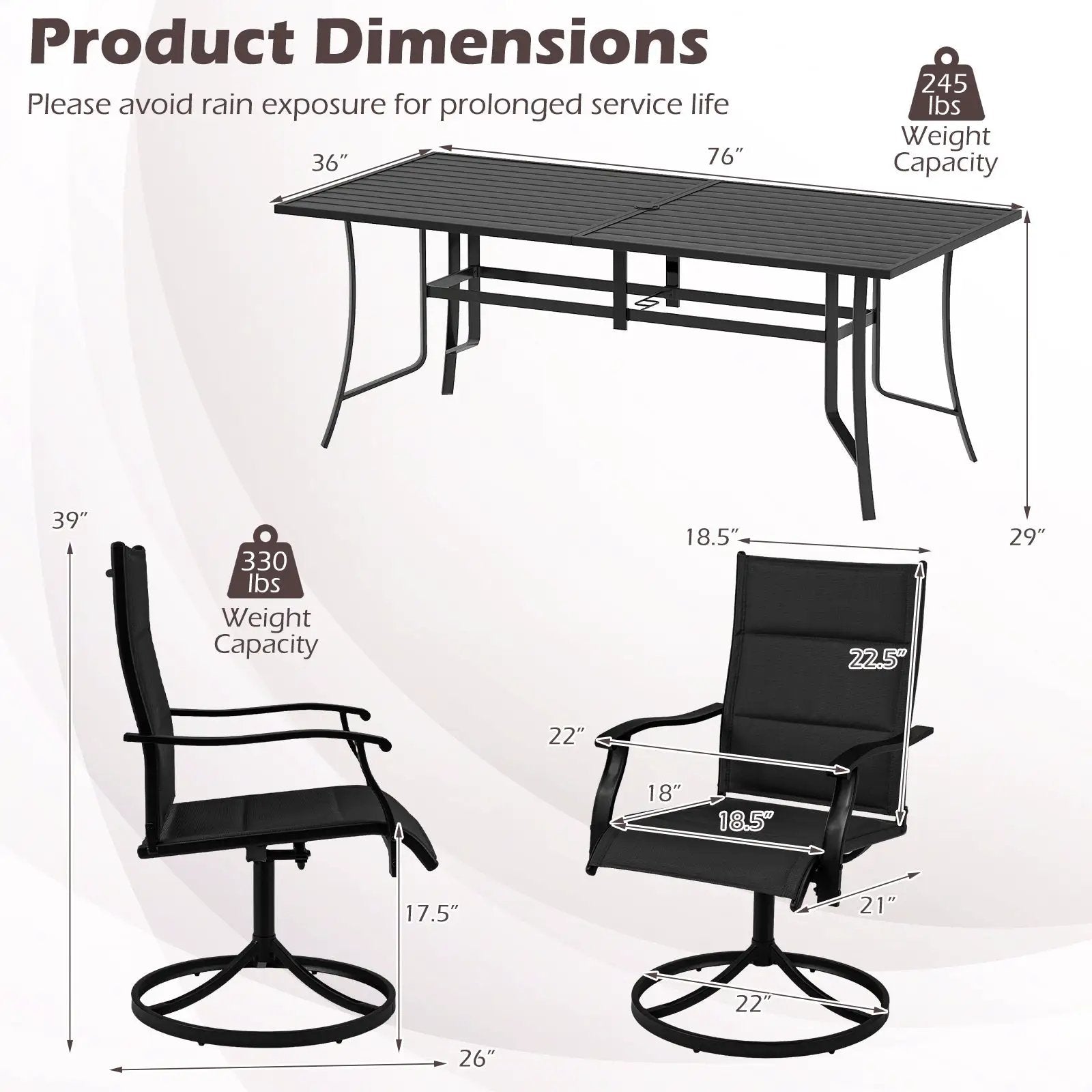 9-Piece Outdoor Dining Set for 8 with Umbrella Hole and 8 Chairs by DirectDeals
