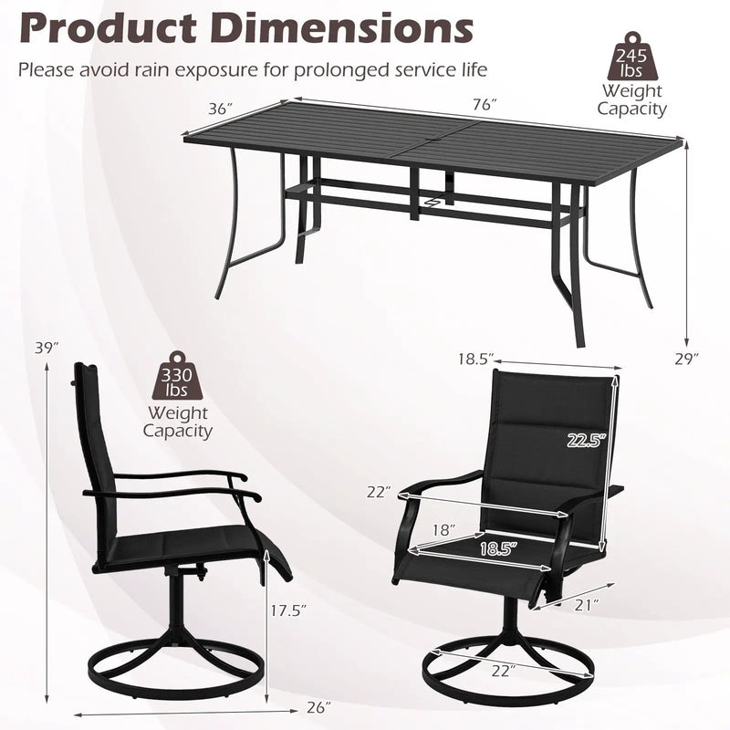 9-Piece Outdoor Dining Set for 8 with Umbrella Hole and 8 Chairs by DirectDeals
