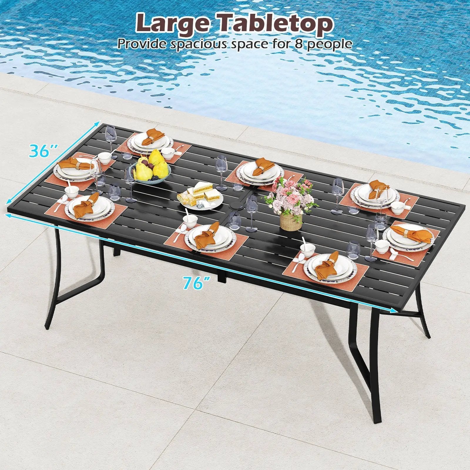 9-Piece Outdoor Dining Set for 8 with Umbrella Hole and 8 Chairs by DirectDeals