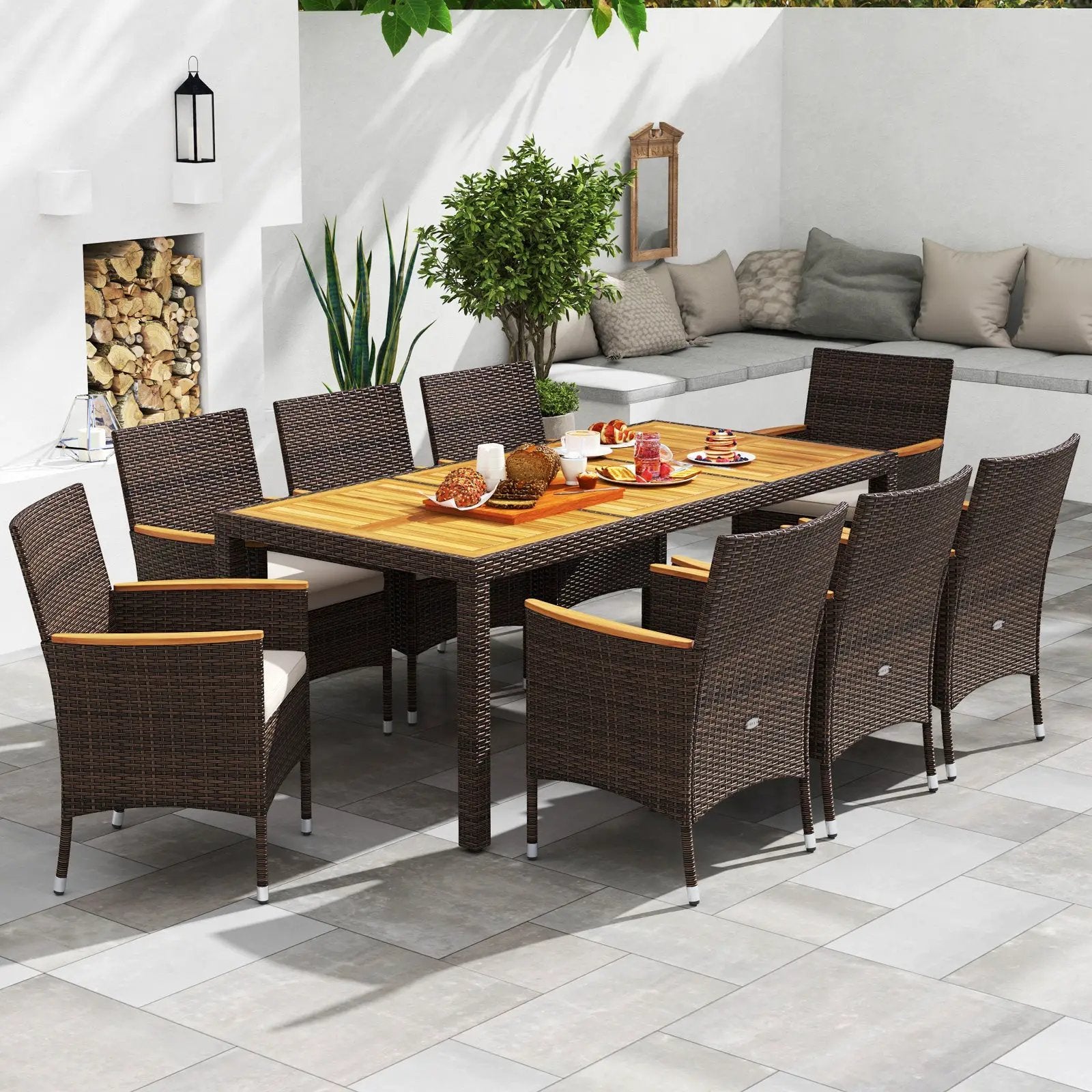 9 Piece Outdoor Dining Set with Acacia Wood Table Top by DirectDeals