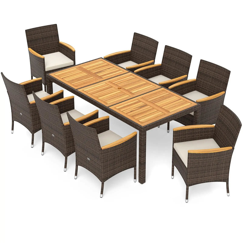9 Piece Outdoor Dining Set with Acacia Wood Table Top by DirectDeals
