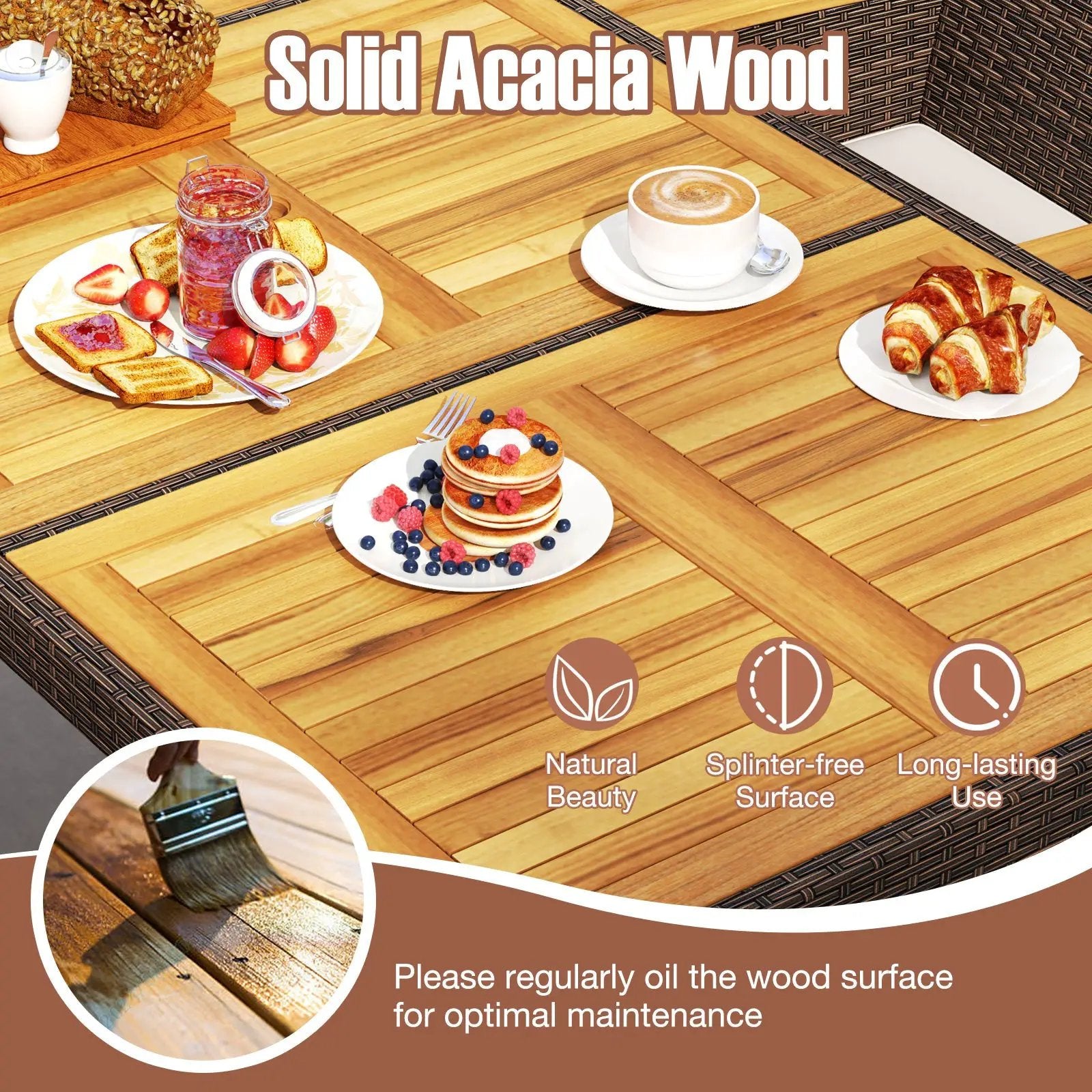 9 Piece Outdoor Dining Set with Acacia Wood Table Top by DirectDeals