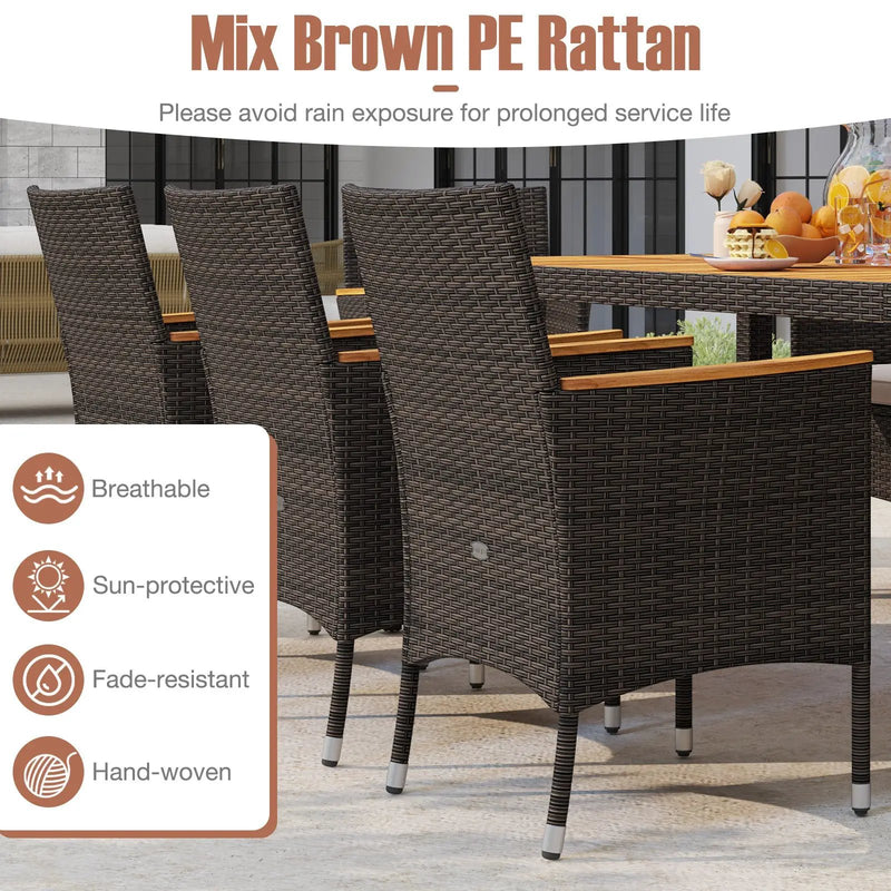 9 Piece Outdoor Dining Set with Acacia Wood Table Top by DirectDeals