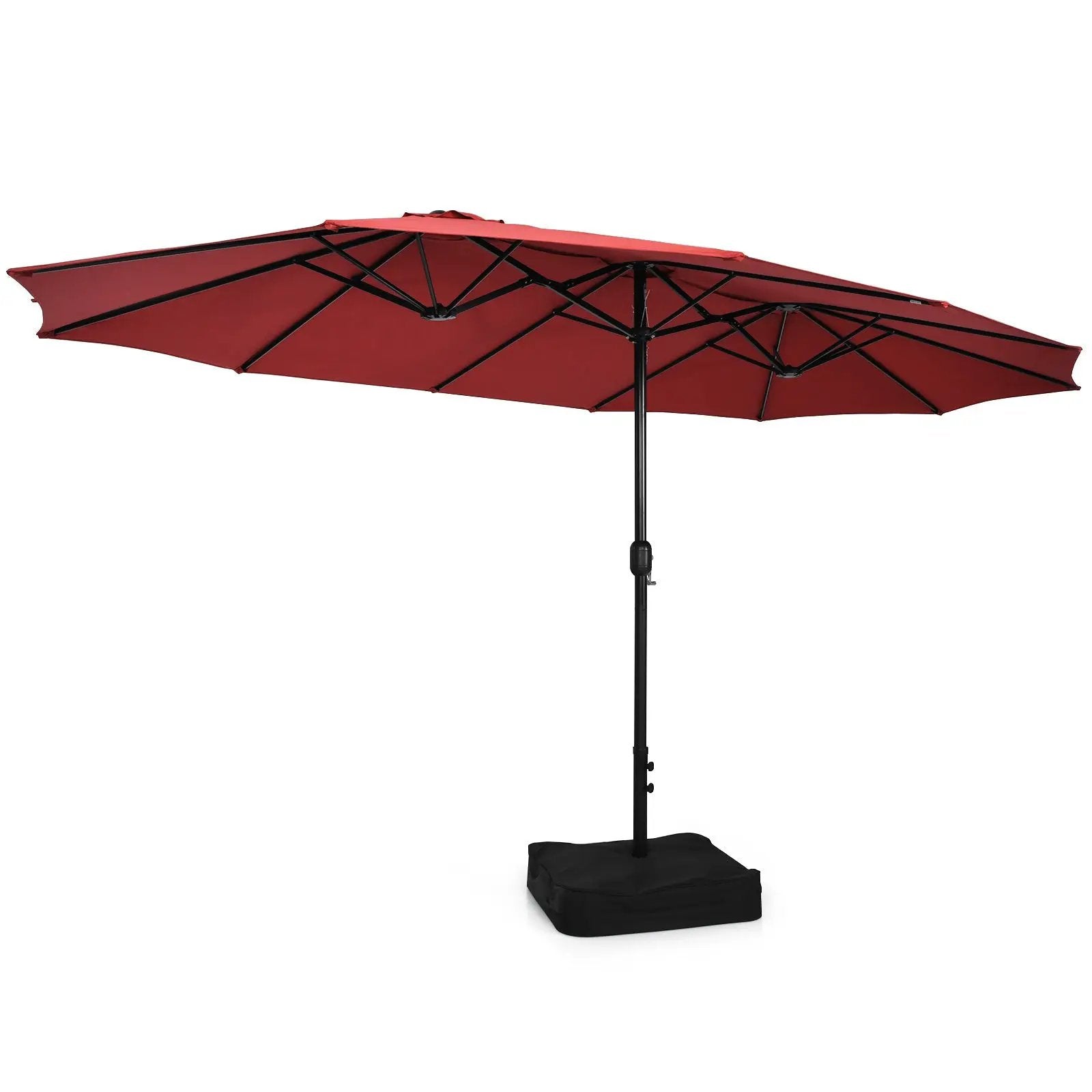 10 Piece Outdoor Dining Set with 15 Feet Double-Sided Twin Patio Umbrella by DirectDeals