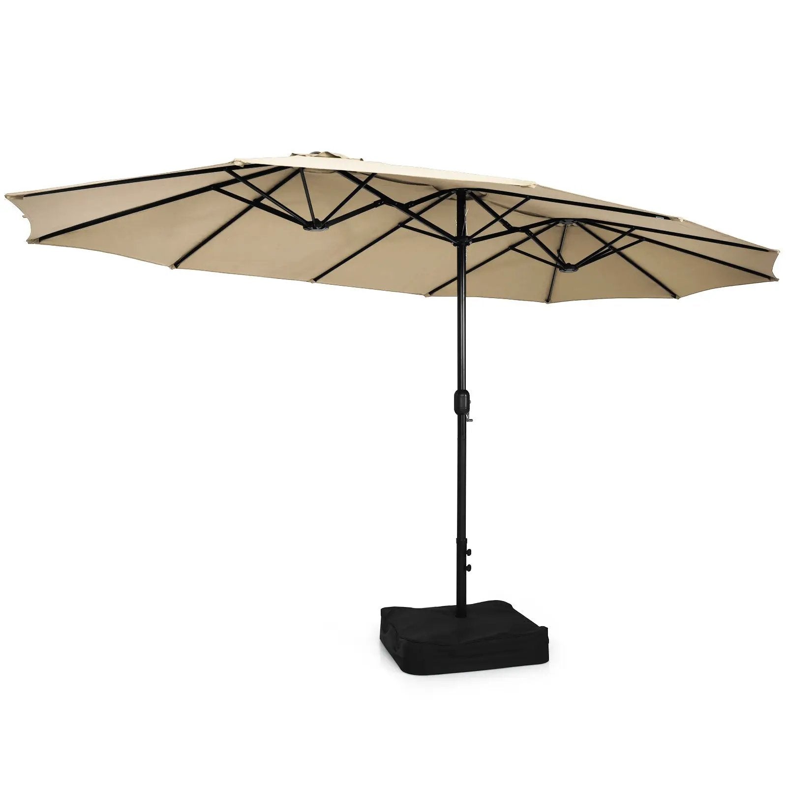10 Piece Outdoor Dining Set with 15 Feet Double-Sided Twin Patio Umbrella by DirectDeals
