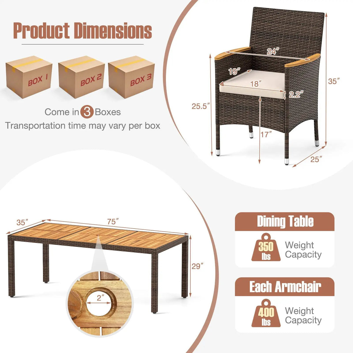 9 Piece Outdoor Dining Set with Acacia Wood Table Top by DirectDeals