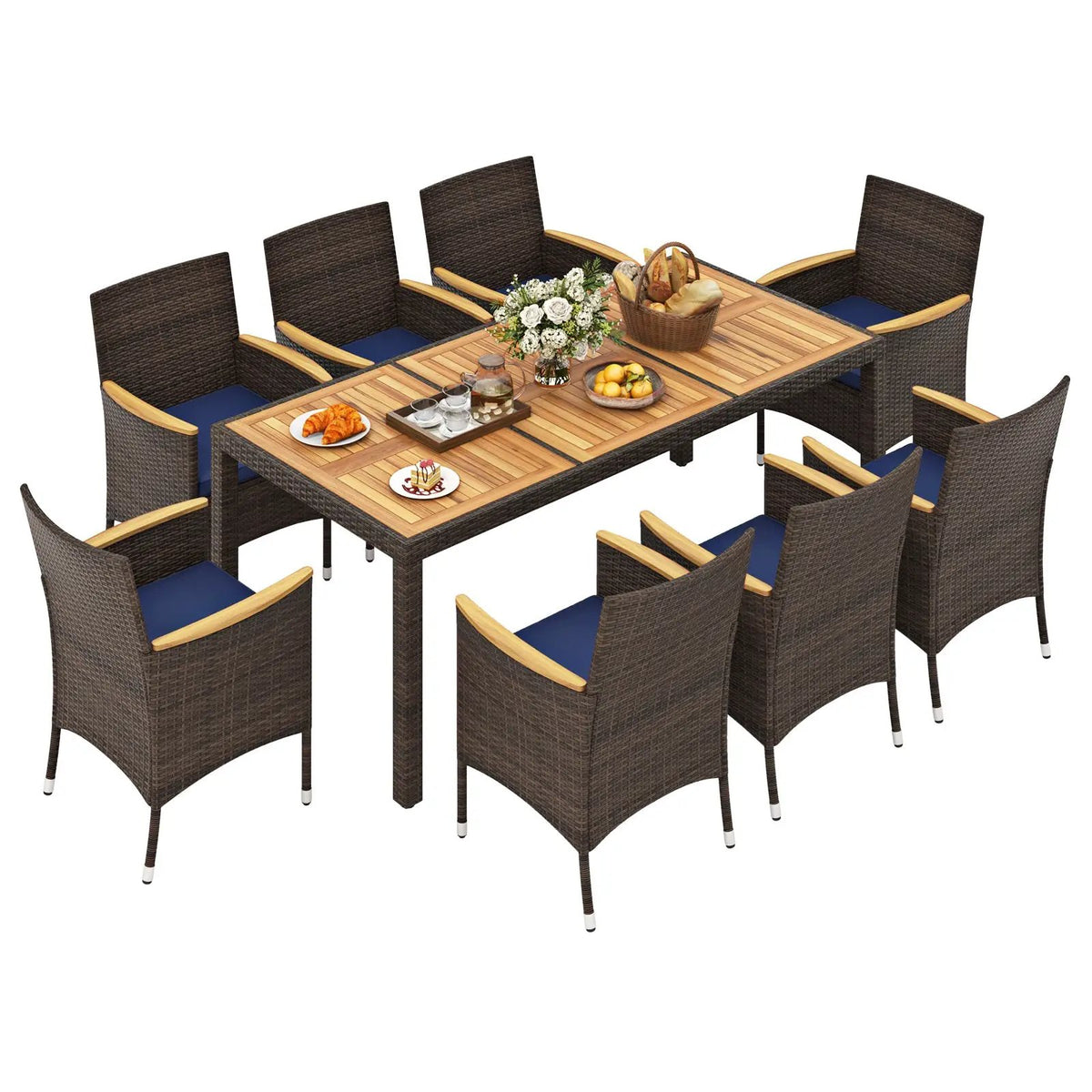 9 Piece Outdoor Dining Set with Acacia Wood Table Top by DirectDeals