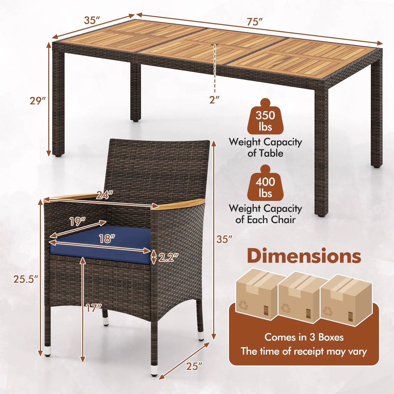 9 Piece Outdoor Dining Set with Acacia Wood Table Top by DirectDeals