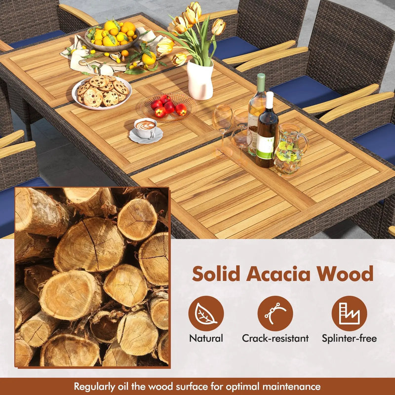 9 Piece Outdoor Dining Set with Acacia Wood Table Top by DirectDeals