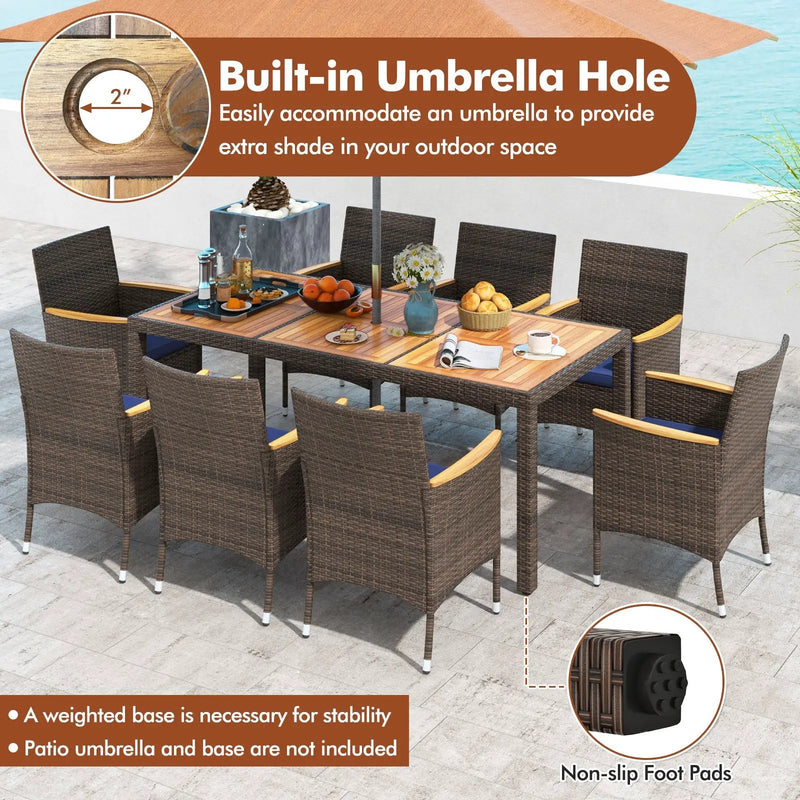 9 Piece Outdoor Dining Set with Acacia Wood Table Top by DirectDeals