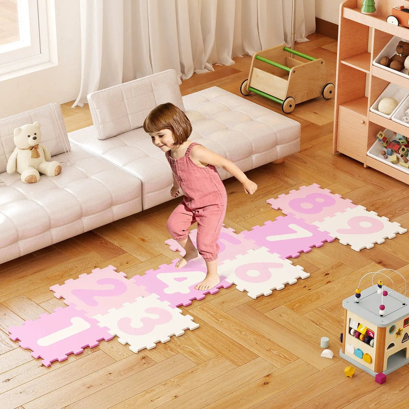 9 Pieces Interlocking Foam Puzzle Floor Mat with 3 Marker Discs by DirectDeals