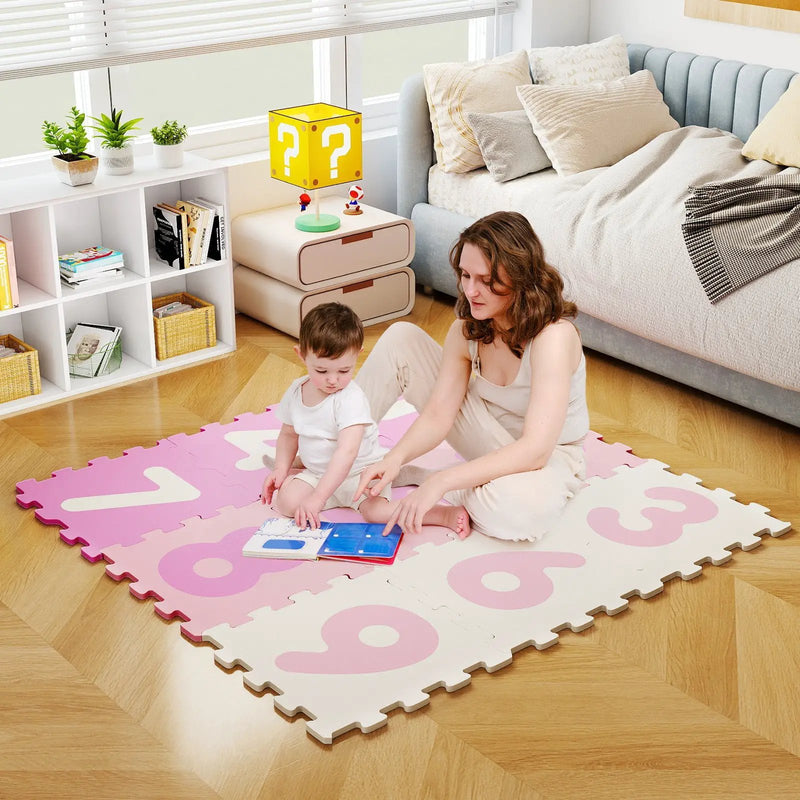 9 Pieces Interlocking Foam Puzzle Floor Mat with 3 Marker Discs by DirectDeals