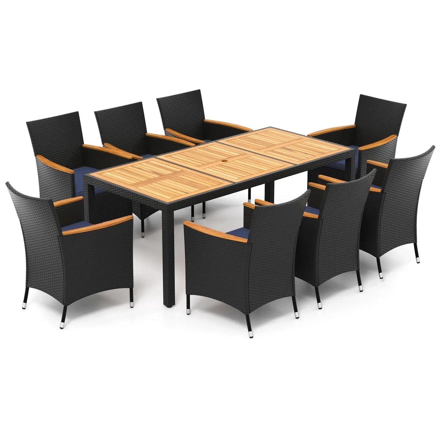 9 Pieces Outdoor Dining Set with Acacia Wood Tabletop by DirectDeals