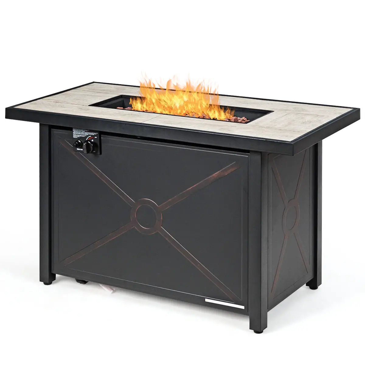 9 Pieces Outdoor Patio Furniture Set with 42 Inch Propane Fire Pit Table, photo 4 of 13