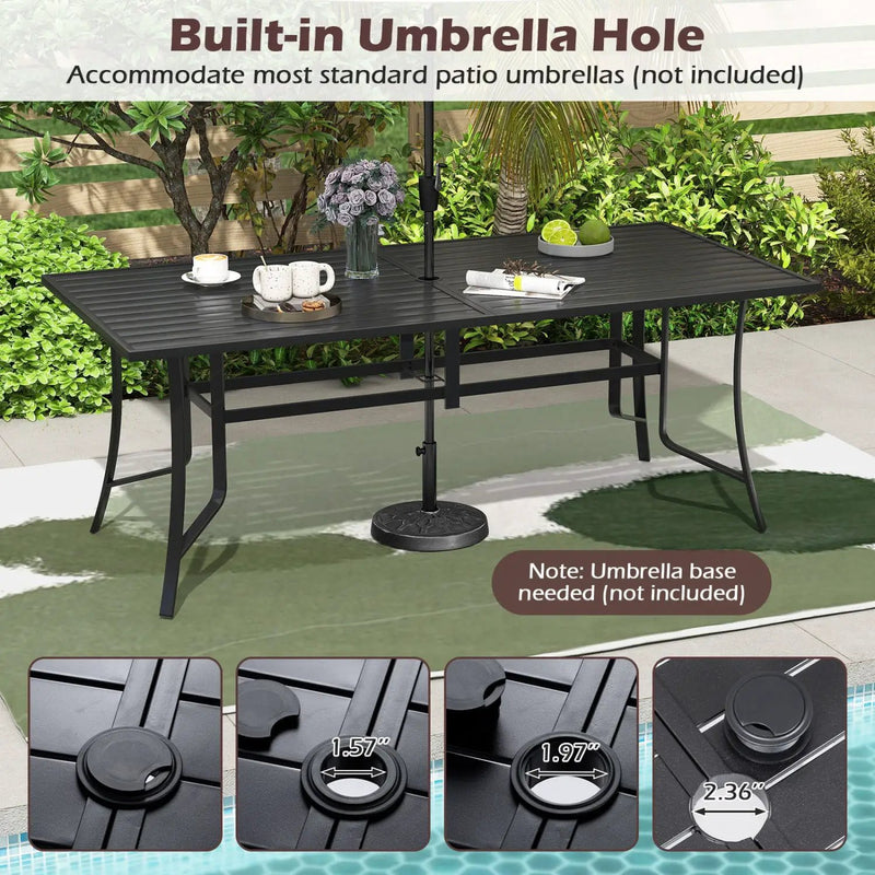 9 Pieces Patio Dining Set for 8 Outdoor Rectangular Table and Stackable Chairs by DirectDeals