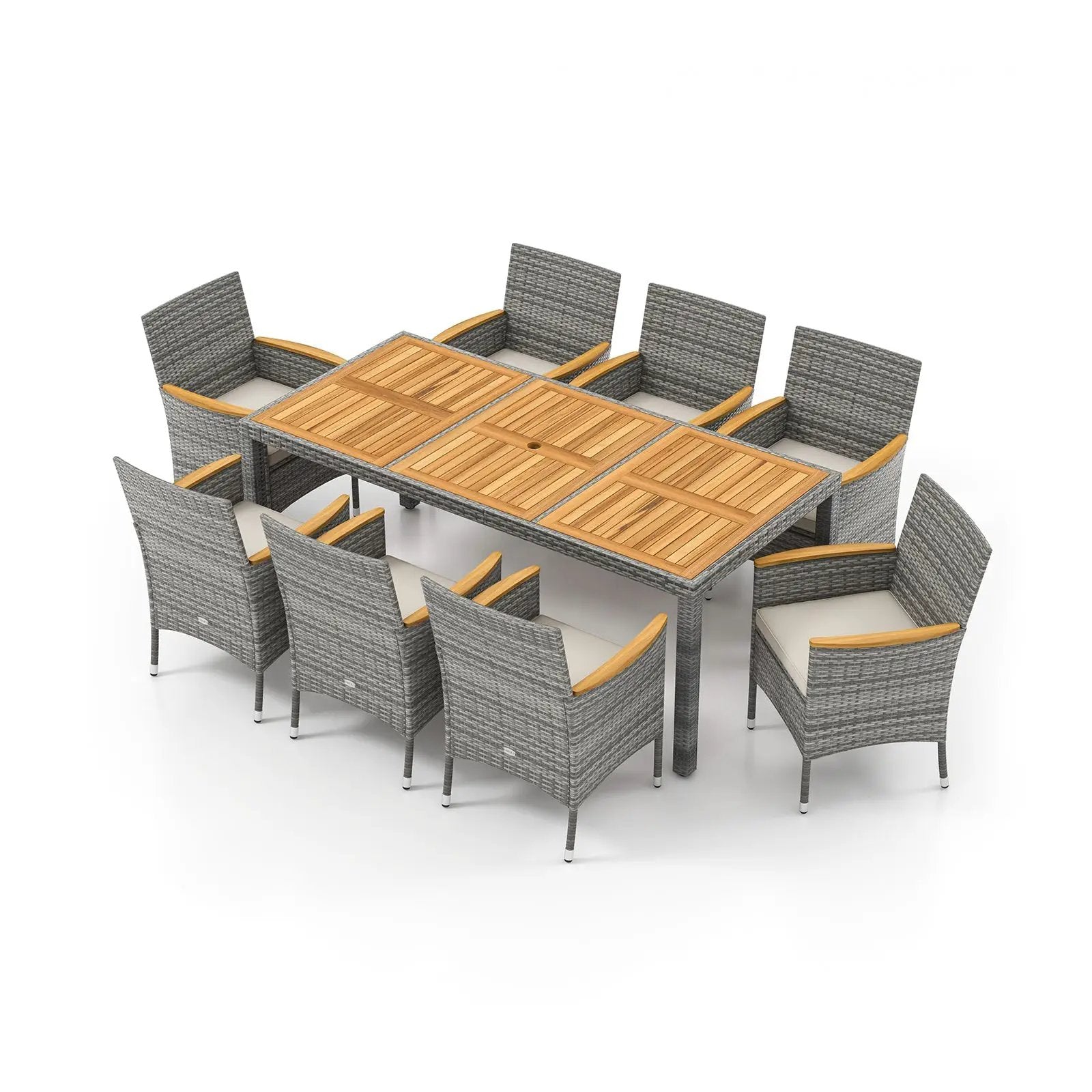 9 Pieces Patio PE Wicker Dining Set for Deck Garden and Yard by DirectDeals