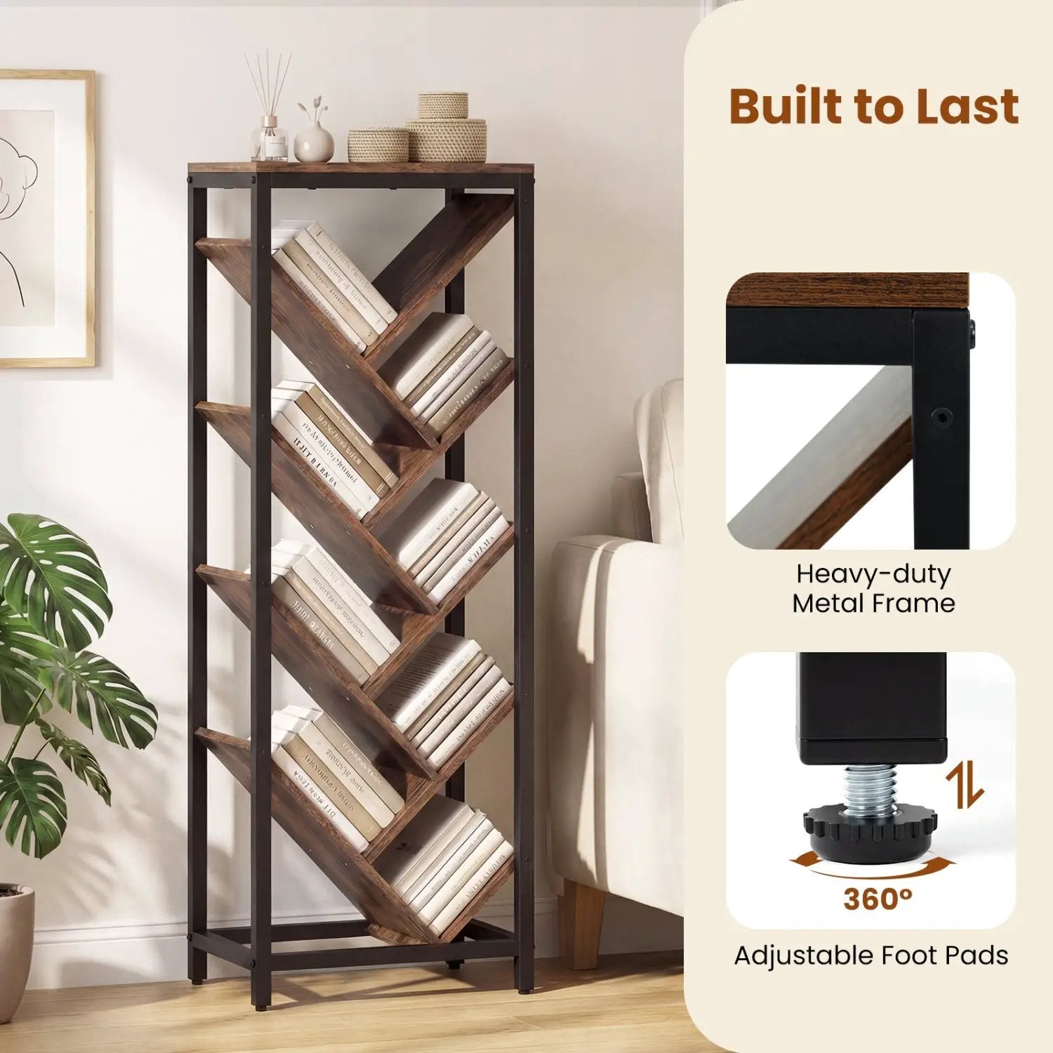 9-Tier Freestanding Bookcase for Hardcover Books by DirectDeals