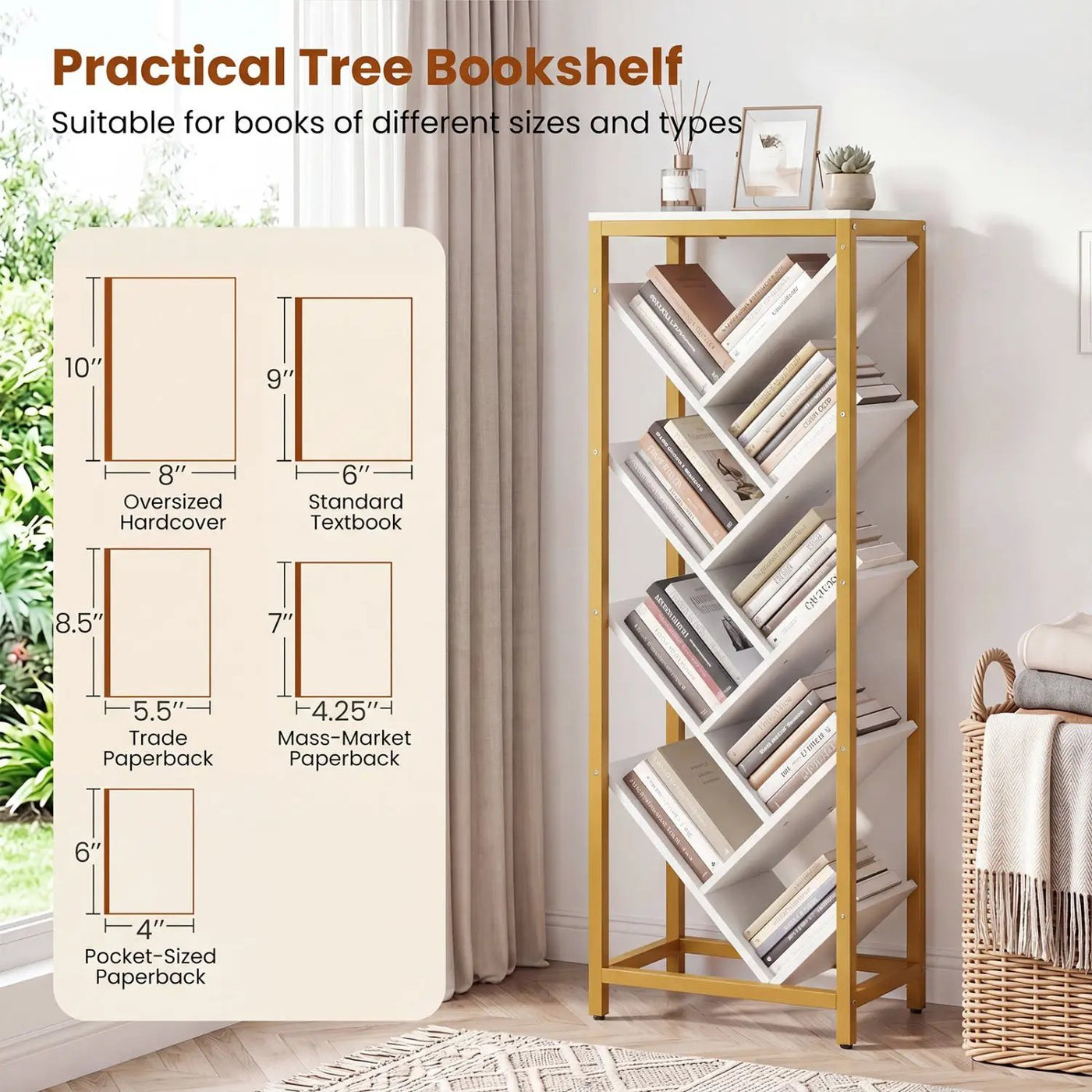 9-Tier Freestanding Bookcase for Hardcover Books by DirectDeals