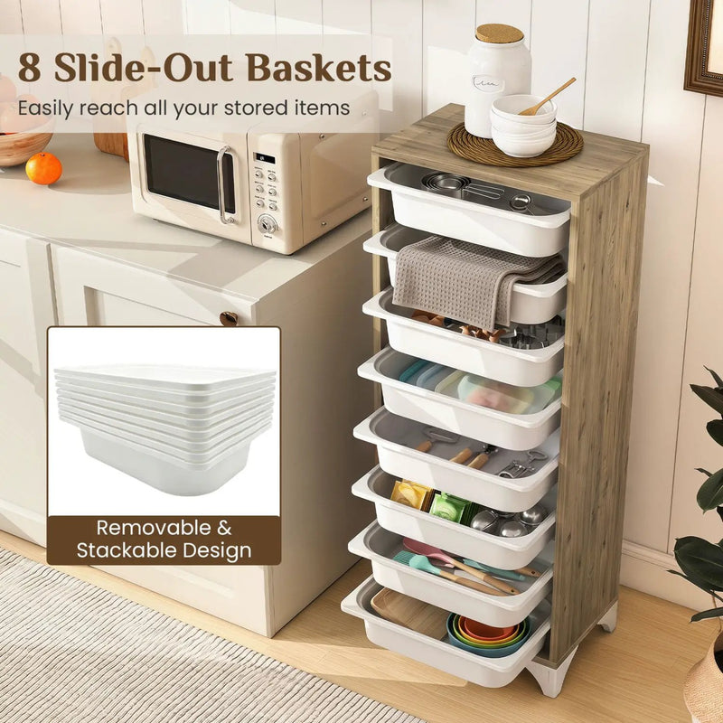 9-Tier Fruit & Vegetable Storage Rack with Slide-Out Baskets by DirectDeals