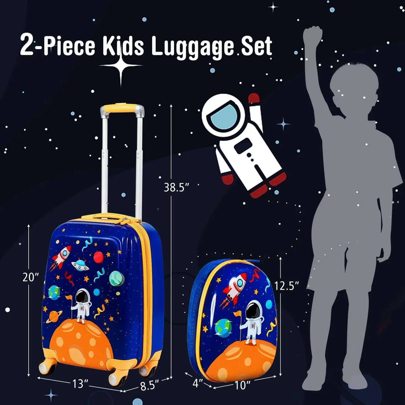 2PC Kids Luggage Set Rolling Suitcase & Backpack-Pink by DirectDeals