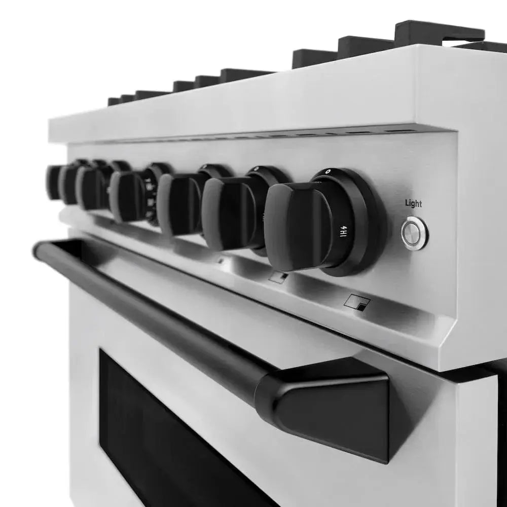 ZLINE 36" Classic Gas Range, Convection Gas Oven Stainless Steel, Matte Black CGRZ-36-MB by Farmhouse Kitchen and Bath