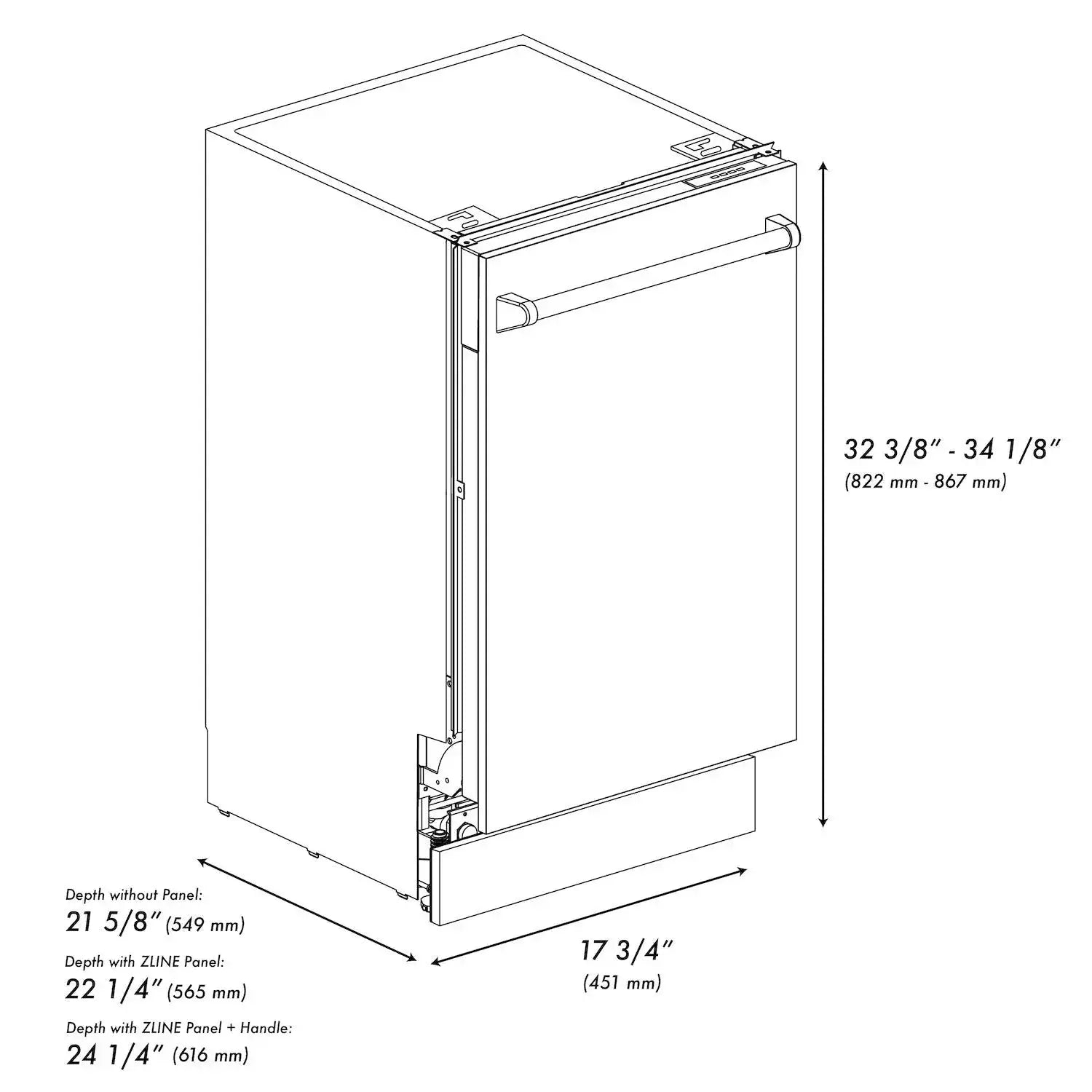 ZLINE Autograph 18" Dishwasher White Door, Black Handle DWVZ-WM-18-MB by Farmhouse Kitchen and Bath
