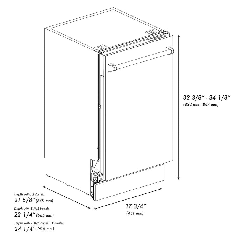 ZLINE Autograph 18" Dishwasher White Door, Black Handle DWVZ-WM-18-MB by Farmhouse Kitchen and Bath