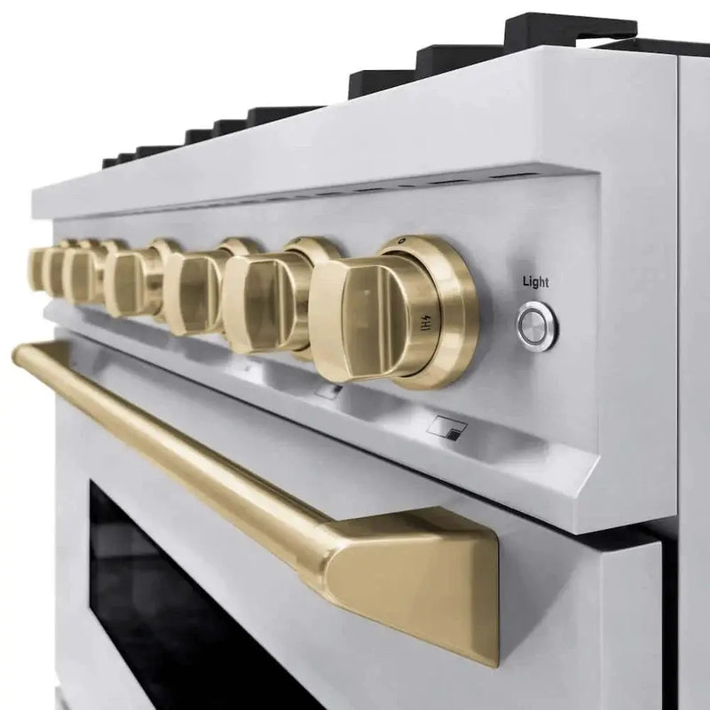ZLINE 36" Classic Gas Range, Convection Gas Oven Stainless Steel, Champagne Bronze CGRZ-36-CB by Farmhouse Kitchen and Bath