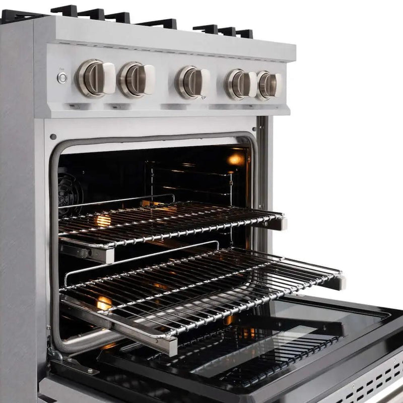 ZLINE 30" Classic Gas Range, Convection Gas Oven DuraSnow® Stainless Steel, Brass Burners CGRS-BR-30 by Farmhouse Kitchen and Bath