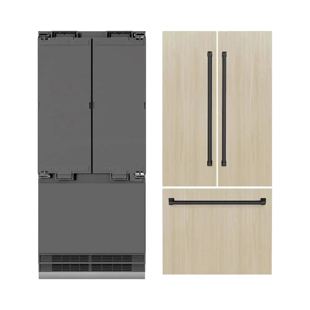 ZLINE 36" Panel Ready Built-In Bottom Freezer Refrigerator,Water Dispenser, Ice Maker,Graphite Gray, Matte Black GRBIVZ-36-MB by Farmhouse Kitchen and Bath