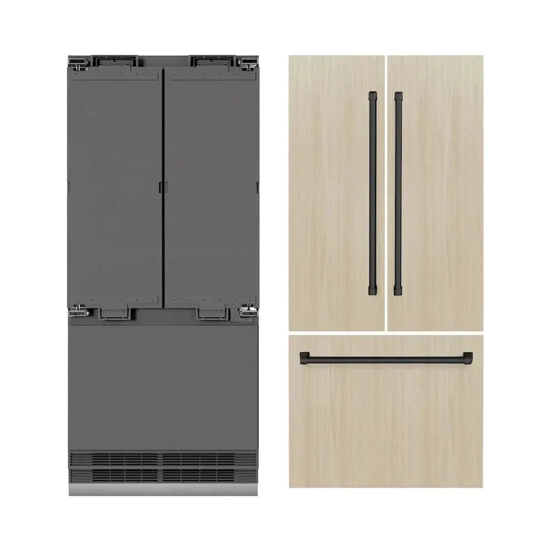 ZLINE 36" Panel Ready Built-In Bottom Freezer Refrigerator,Water Dispenser, Ice Maker,Graphite Gray, Matte Black GRBIVZ-36-MB by Farmhouse Kitchen and Bath