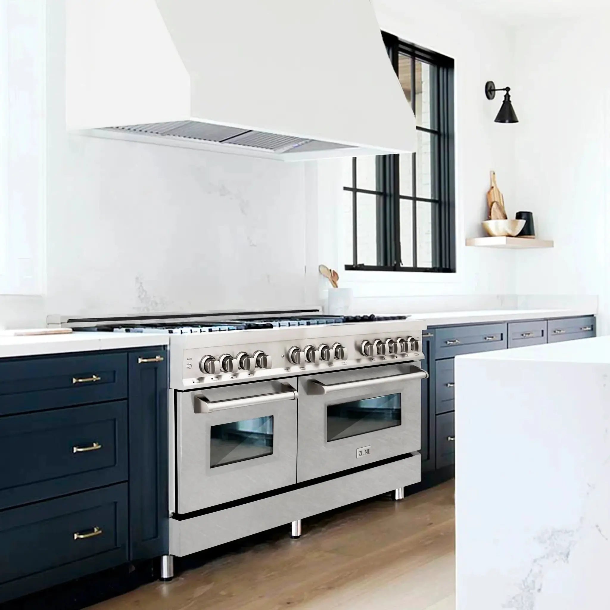 ZLINE 60" Professional Dual Fuel Range with Snow Finish Door, RA-SN-60 by Farmhouse Kitchen and Bath