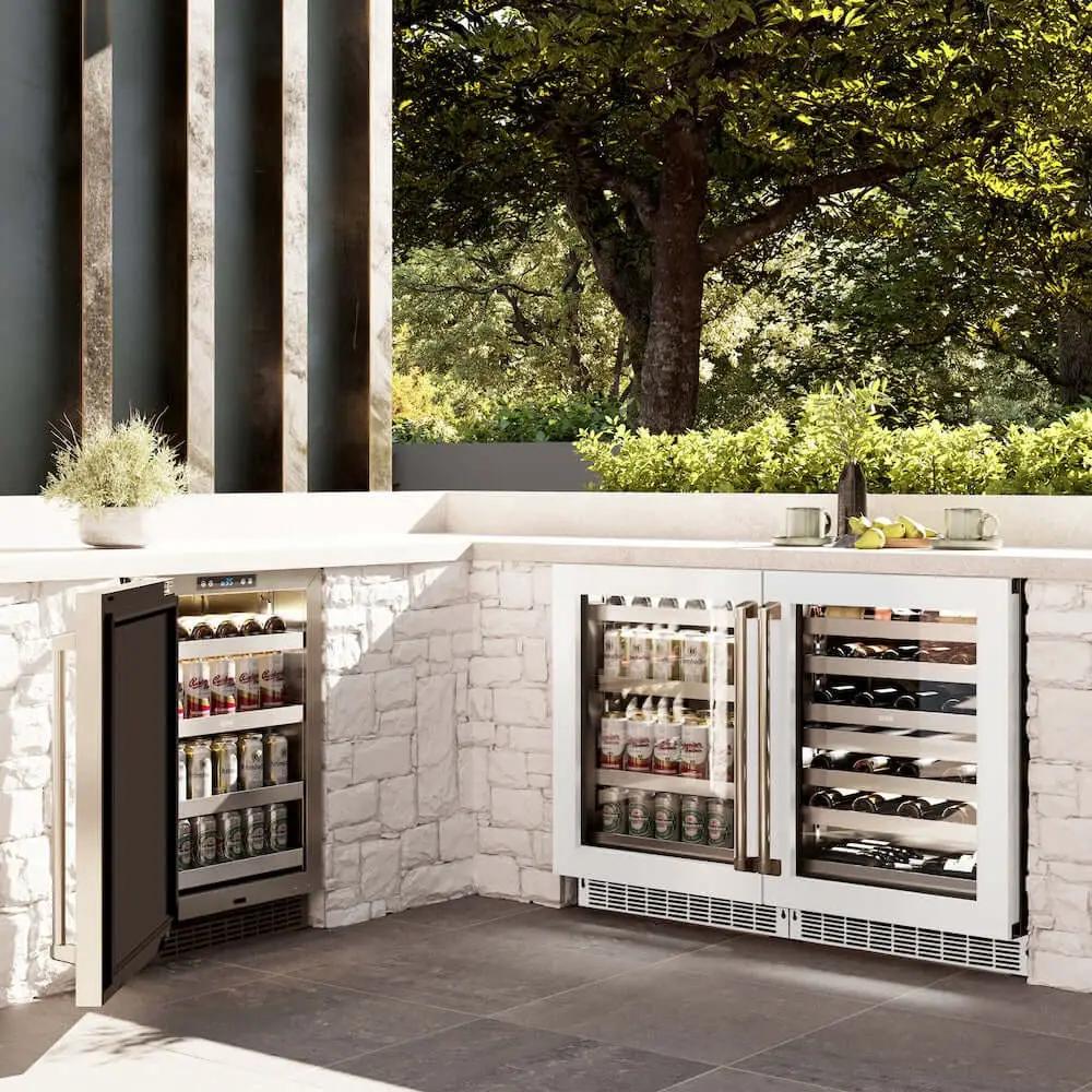 ZLINE 24" Touchstone 151 Can Beverage Fridge White Matte Glass Door RBSO-WM-24 by Farmhouse Kitchen and Bath