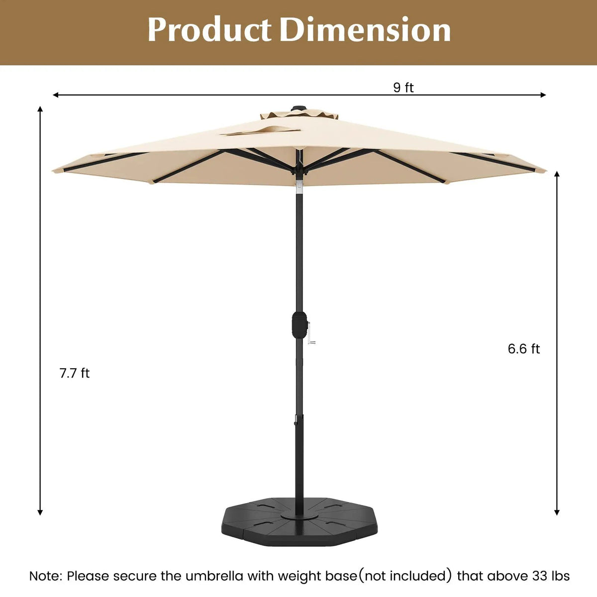 9 FT Outdoor Market Patio Table Umbrella Push Button Tilt Crank Lift-gray by DirectDeals
