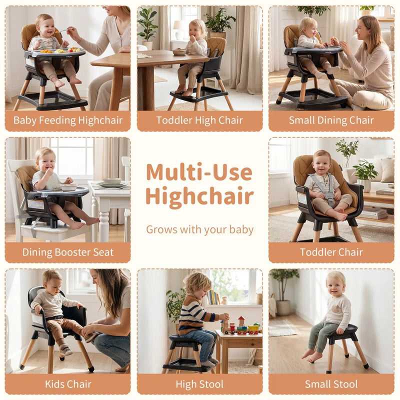 9-in-1 Convertible High Chair for Babies and Toddlers with Seat Cushion by DirectDeals