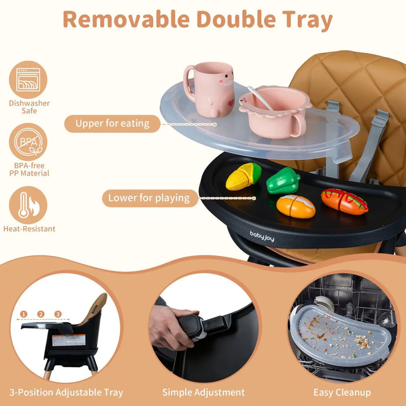 9-in-1 Convertible High Chair for Babies and Toddlers with Seat Cushion by DirectDeals