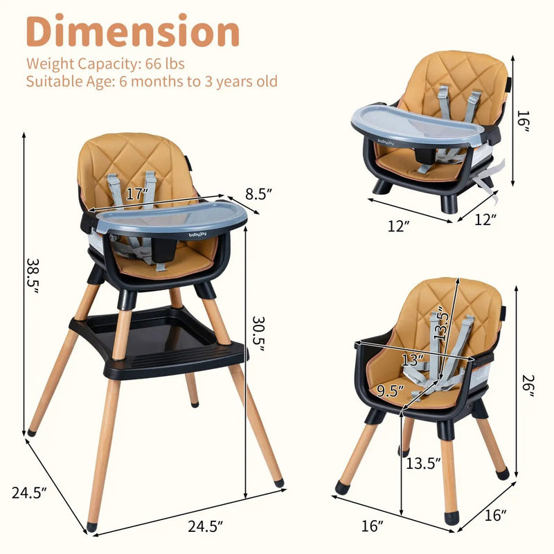 9-in-1 Convertible High Chair for Babies and Toddlers with Seat Cushion by DirectDeals