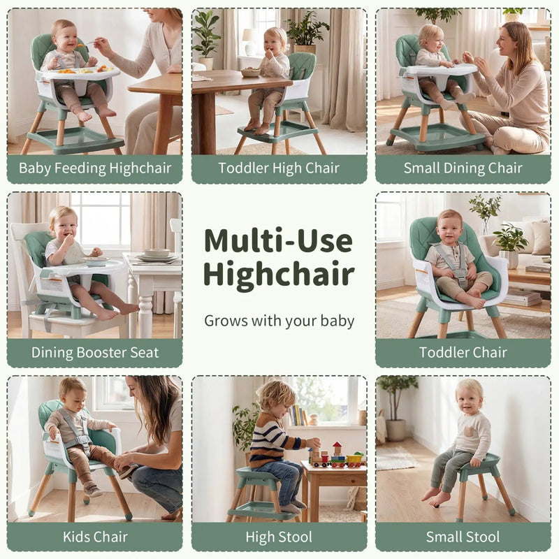 9-in-1 Convertible High Chair for Babies and Toddlers with Seat Cushion by DirectDeals
