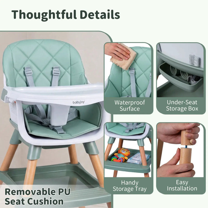 9-in-1 Convertible High Chair for Babies and Toddlers with Seat Cushion by DirectDeals