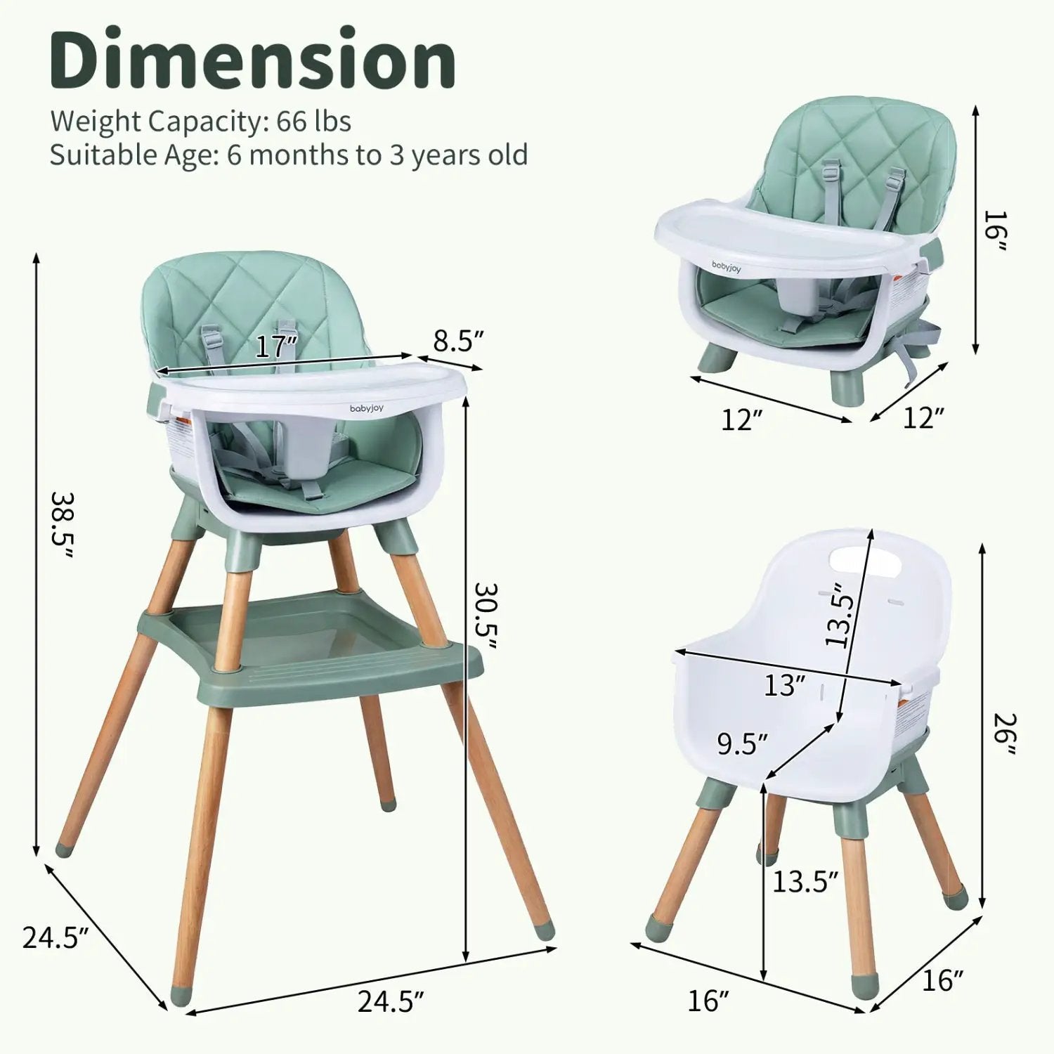 9-in-1 Convertible High Chair for Babies and Toddlers with Seat Cushion by DirectDeals