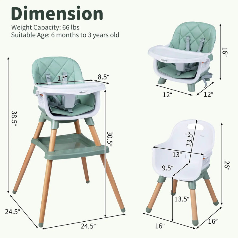 9-in-1 Convertible High Chair for Babies and Toddlers with Seat Cushion by DirectDeals