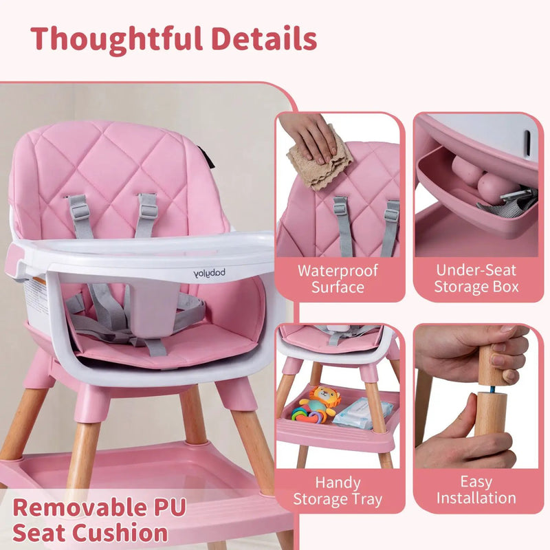 9-in-1 Convertible High Chair for Babies and Toddlers with Seat Cushion by DirectDeals