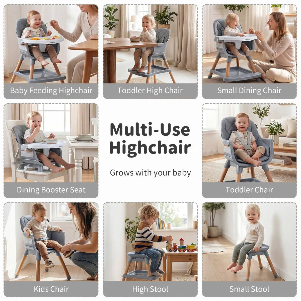9-in-1 Convertible High Chair for Babies and Toddlers with Seat Cushion by DirectDeals