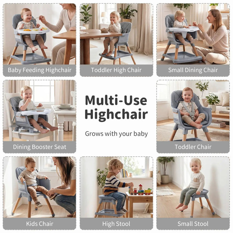 9-in-1 Convertible High Chair for Babies and Toddlers with Seat Cushion by DirectDeals