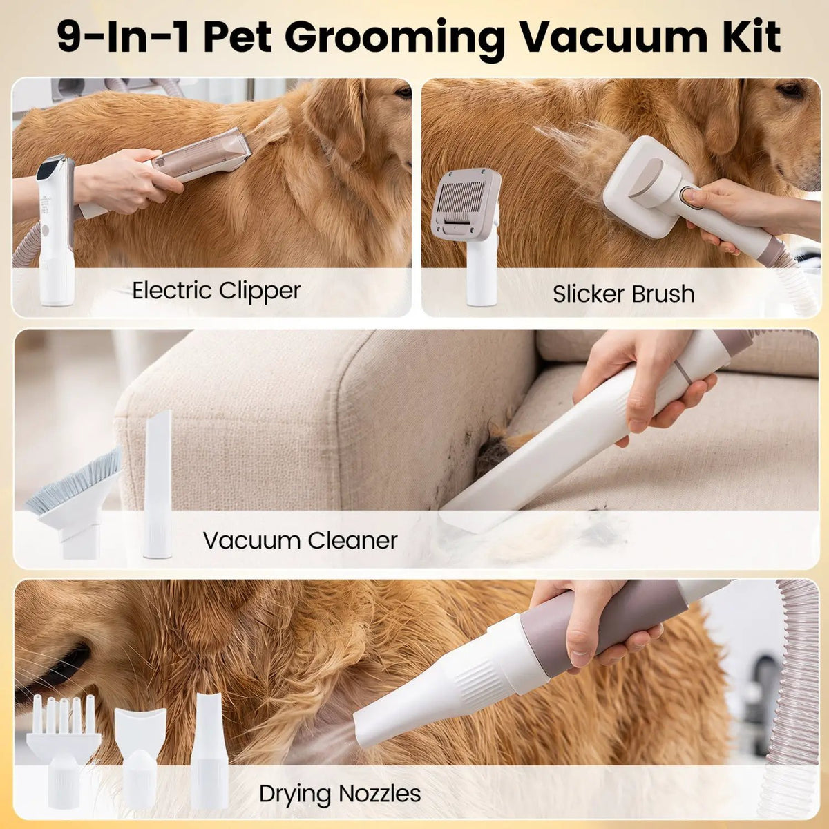 9-in-1 Dog Grooming Vacuum Kit with 3 Suction Modes by DirectDeals