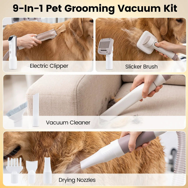 9-in-1 Dog Grooming Vacuum Kit with 3 Suction Modes by DirectDeals