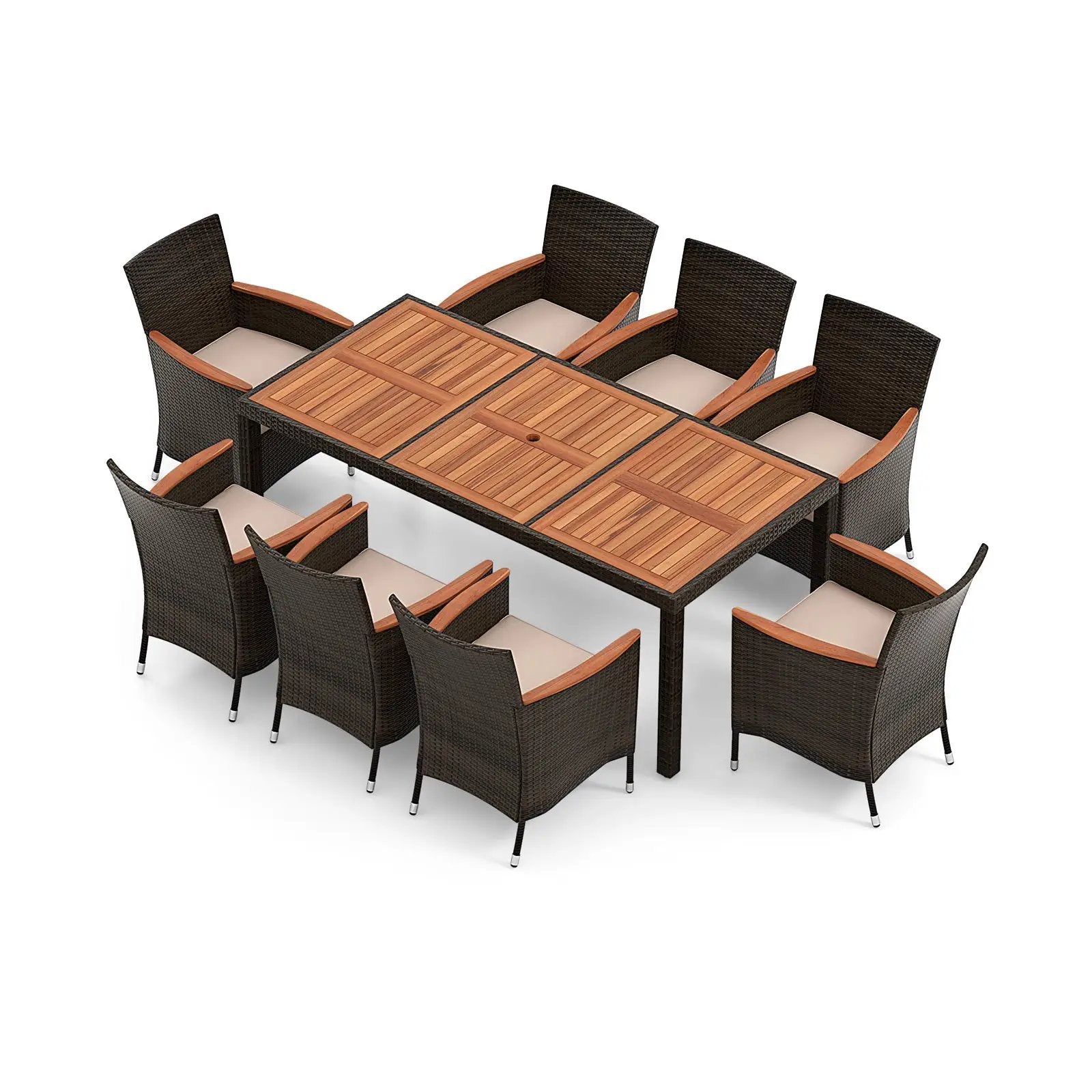 9 Piece Outdoor Dining Set with Umbrella Hole by DirectDeals