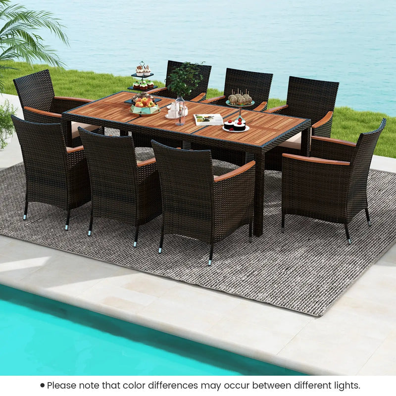 9 Piece Outdoor Dining Set with Umbrella Hole by DirectDeals