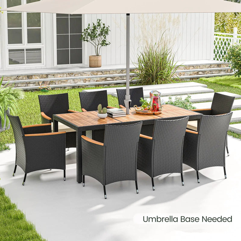 9 Pieces Outdoor Dining Set with Acacia Wood Tabletop by DirectDeals